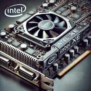 Intel Xe Graphics GPU with detailed view highlighting its design and features.